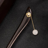925 Silver Flower Pearl Jade Ebony Hair Sticks Women Chinese Hanfu Hairpin