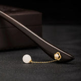925 Silver Flower Pearl Jade Ebony Hair Sticks Women Chinese Hanfu Hairpin