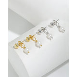 925 Silver Freshwater Pearl Beads Stud Earring 18k Plating