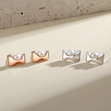 925 Silver Freshwater Pearl Candy Stud Earrings Rose Plating