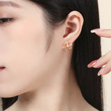 925 Silver Freshwater Pearl Hibiscus Stud Earrings Rose Plating