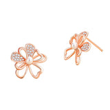 925 Silver Freshwater Pearl Hibiscus Stud Earrings Rose Plating