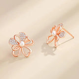 925 Silver Freshwater Pearl Hibiscus Stud Earrings Rose Plating