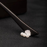 925 Silver Freshwater Pearls Ebony Hair Sticks Women Hanfu Hairpin