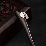 925 Silver Freshwater Pearls Ebony Hair Sticks Women Hanfu Hairpin