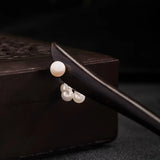925 Silver Freshwater Pearls Ebony Hair Sticks Women Hanfu Hairpin
