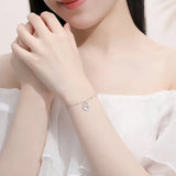 925 Silver Fritillaria Heart Bracelet Platinum Rose Plating Femme Accessories