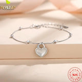 925 Silver Fritillaria Heart Bracelet Platinum Rose Plating Femme Accessories