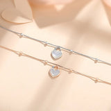 925 Silver Fritillaria Heart Bracelet Platinum Rose Plating Femme Accessories