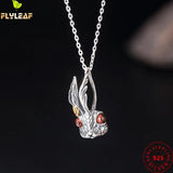 925 Sterling Silver Garnet Bunny Pendant Necklace for Women