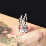 925 Sterling Silver Garnet Bunny Pendant Necklace for Women