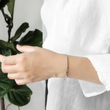 925 Silver Geometry Bend Pipe Bracelet Platinum Plated Women Accessories