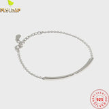 925 Silver Geometry Bend Pipe Bracelet Platinum Plated Women Accessories