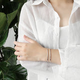 925 Silver Geometry Bend Pipe Bracelet Platinum Plated Women Accessories