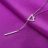 925 Silver Geometry Circle Strip Chain Pendant Necklace for Women
