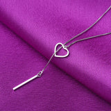 925 Silver Geometry Circle Strip Chain Pendant Necklace for Women