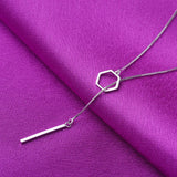 925 Silver Geometry Circle Strip Chain Pendant Necklace for Women