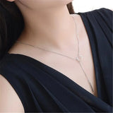 925 Silver Geometry Circle Strip Chain Pendant Necklace for Women
