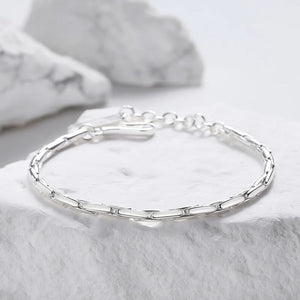 925 Sterling Silver Round Buckle Chain Bracelet for Women