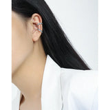 925 Silver Green Enamel C Shape Clip Earrings Platinum Plating