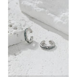 925 Silver Green Enamel C Shape Clip Earrings Platinum Plating