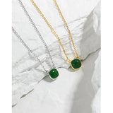 925 Sterling Silver Green Enamel Pendant Necklace for Women