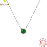 925 Sterling Silver Green Enamel Pendant Necklace for Women