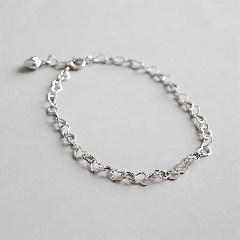 Elegant 925 Silver Heart Bracelet for Women