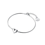 925 Silver Heart Cuff Bangle Bracelet C-S4668
