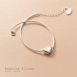 925 Silver Heart Cuff Bangle Bracelet C-S4668