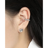 925 Silver Heart Stud Earrings Platinum Plating Sweet Femme Accessories