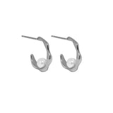 925 Silver Irregular Half Circle Stud Earrings Women Jewelry