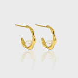 925 Silver Irregular Half Circle Stud Earrings Women Jewelry