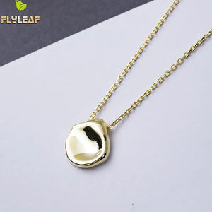 925 Sterling Silver Irregular Shaped Pendant Necklace for Women