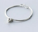 925 Sterling Silver Jingle Bell Bangle Bracelet with Lucky Beads