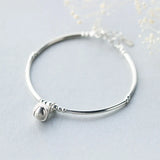 925 Sterling Silver Jingle Bell Bangle Bracelet with Lucky Beads