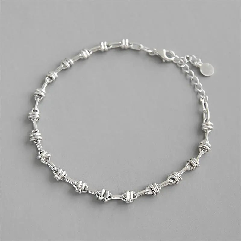 925 Sterling Silver Knot Bead Bracelet for Women