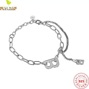 925 Sterling Silver Letter B Chain Bracelet Original Design Female Accessories
