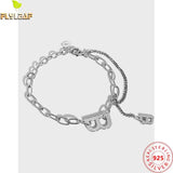 925 Sterling Silver Letter B Chain Bracelet Original Design Female Accessories