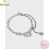 925 Sterling Silver Letter B Chain Bracelet Original Design Female Accessories