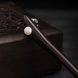 Vintage Sterling Silver Lily Flower Ebony Hairpin for Women