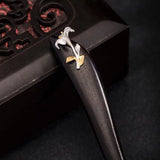 Vintage Sterling Silver Lily Flower Ebony Hairpin for Women