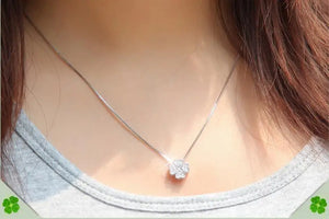 925 Silver Love Clover Pendant Choker Necklace for Women
