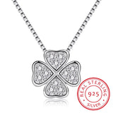 925 Silver Love Clover Pendant Choker Necklace for Women