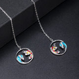 925 Silver Lucky Koi Waves Drop Earrings Women