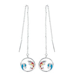 925 Silver Lucky Koi Waves Drop Earrings Women