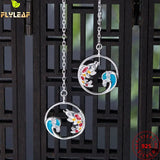 925 Silver Lucky Koi Waves Drop Earrings Women
