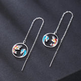 925 Silver Lucky Koi Waves Drop Earrings Women