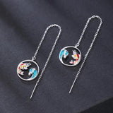 925 Silver Lucky Koi Waves Drop Earrings Women