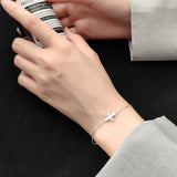 925 Sterling Silver Matte Aircraft Plane Chain Bracelet for Women